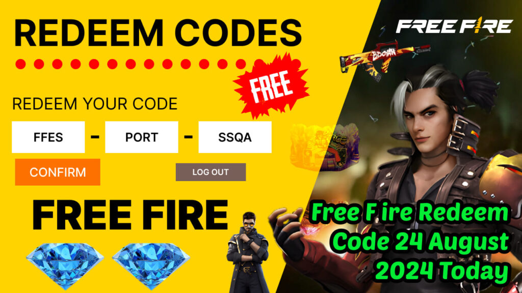 Today Garena Free Fire redeem codes for August 24 2024